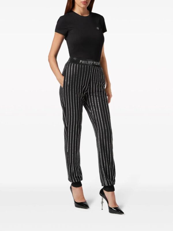 Philipp Plein  logo-print strap crystal-embellished track pants - Image 2
