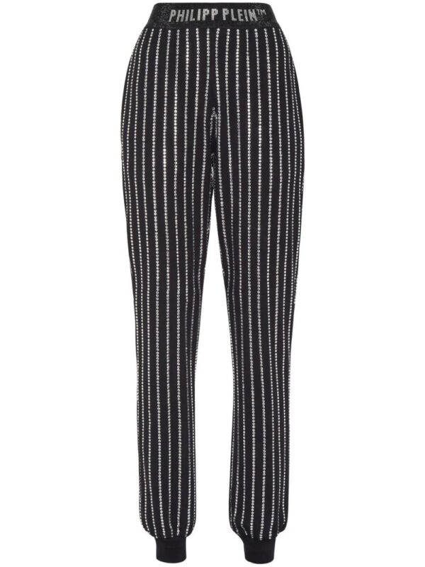 Philipp Plein  logo-print strap crystal-embellished track pants