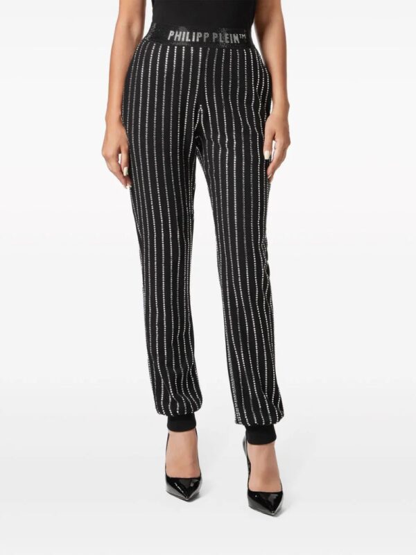 Philipp Plein  logo-print strap crystal-embellished track pants - Image 3