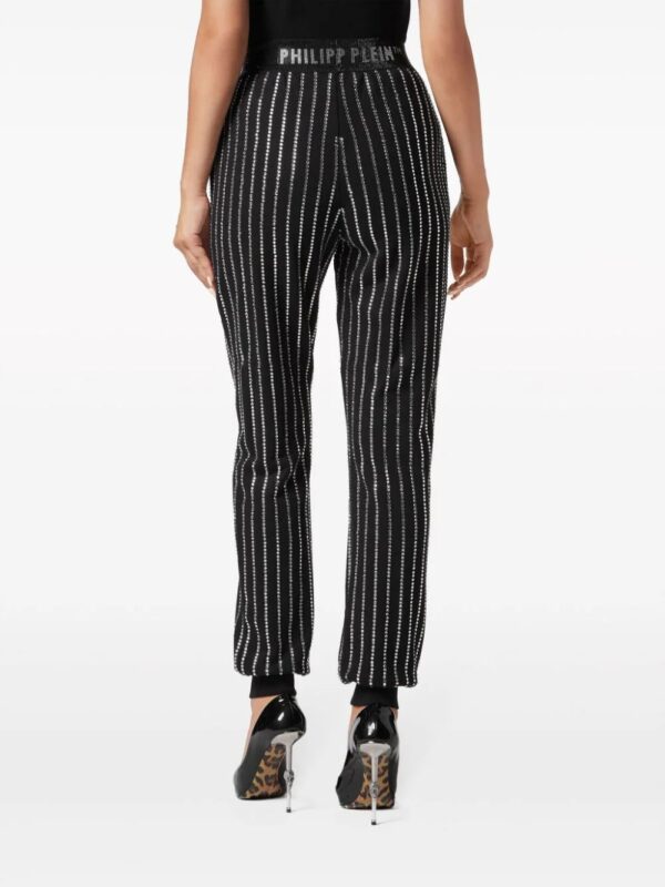 Philipp Plein  logo-print strap crystal-embellished track pants - Image 4