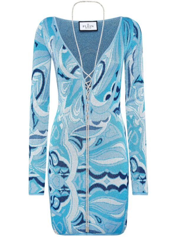 Philipp Plein V-neck knitted minidress