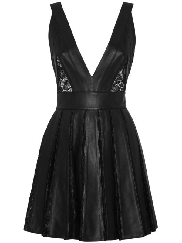 Philipp Plein sheer-panel leather minidress