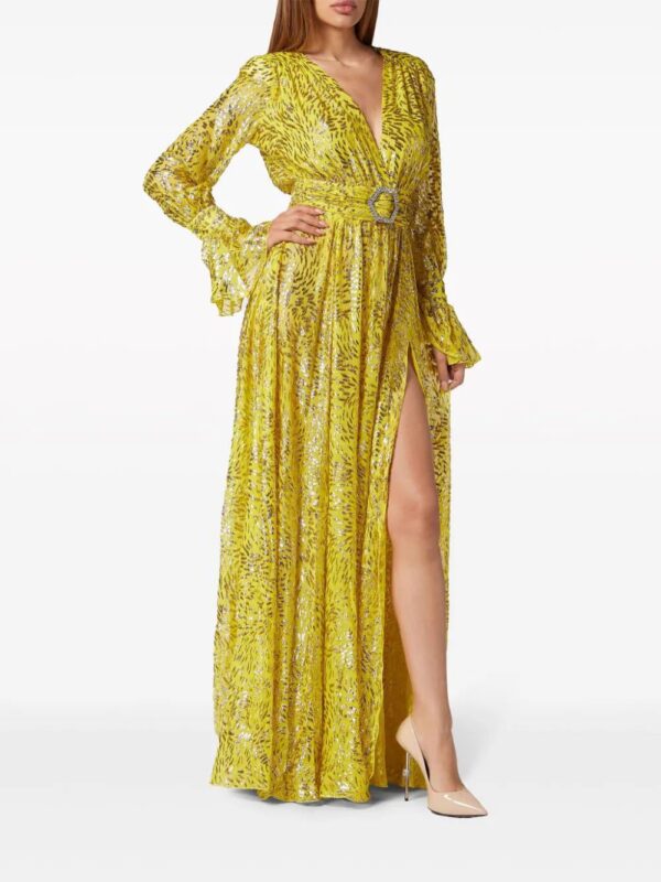 Philipp Plein  metallic-threading front-slit maxi dress - Image 2
