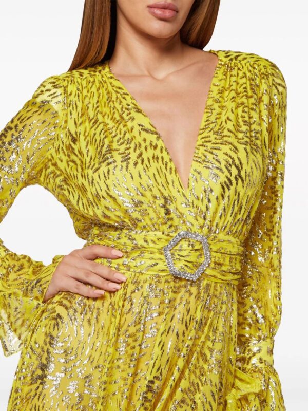 Philipp Plein  metallic-threading front-slit maxi dress - Image 3