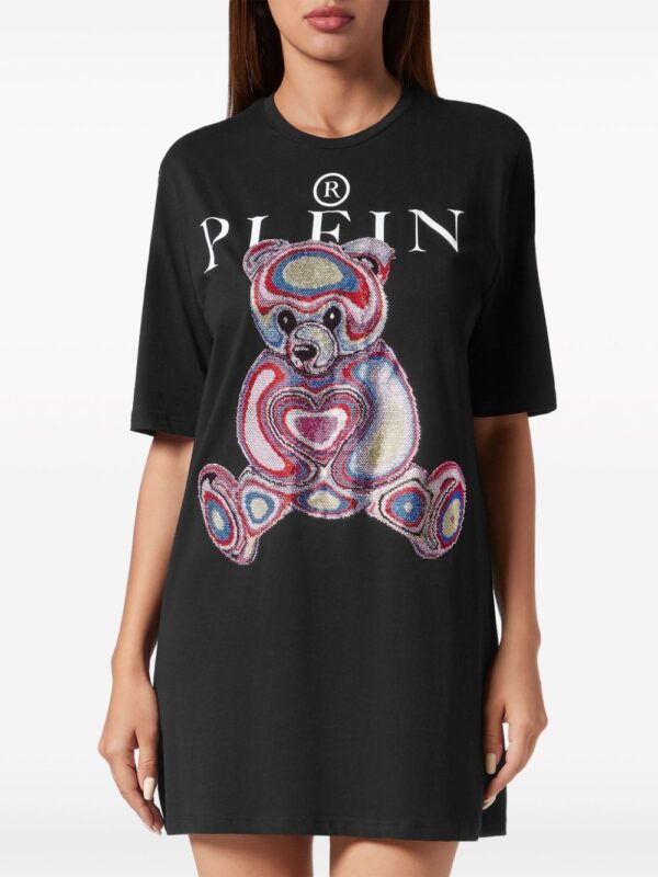Philipp Plein teddy bear-embroidered cotton minidress - Image 3