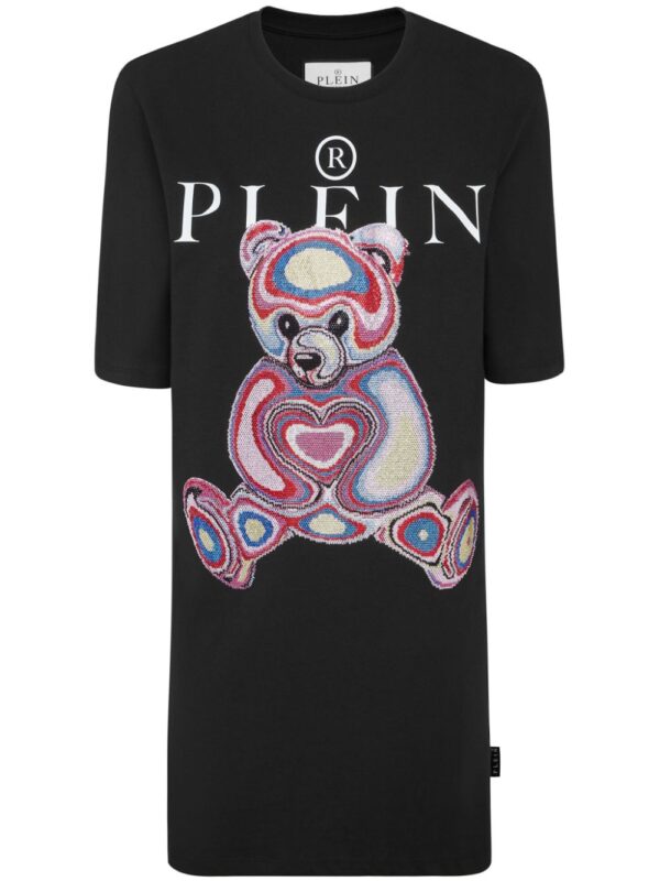 Philipp Plein teddy bear-embroidered cotton minidress