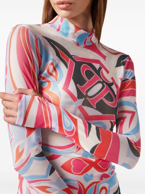 Philipp Plein LS Colorful Circus mock-neck minidress - Image 5