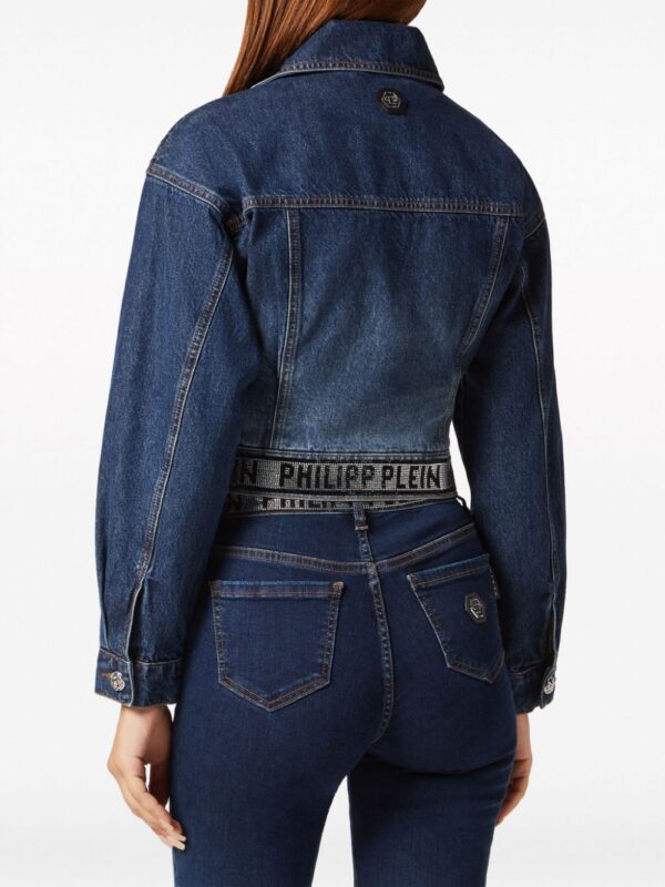Philipp Plein  Crystal cropped denim jacket - Image 4