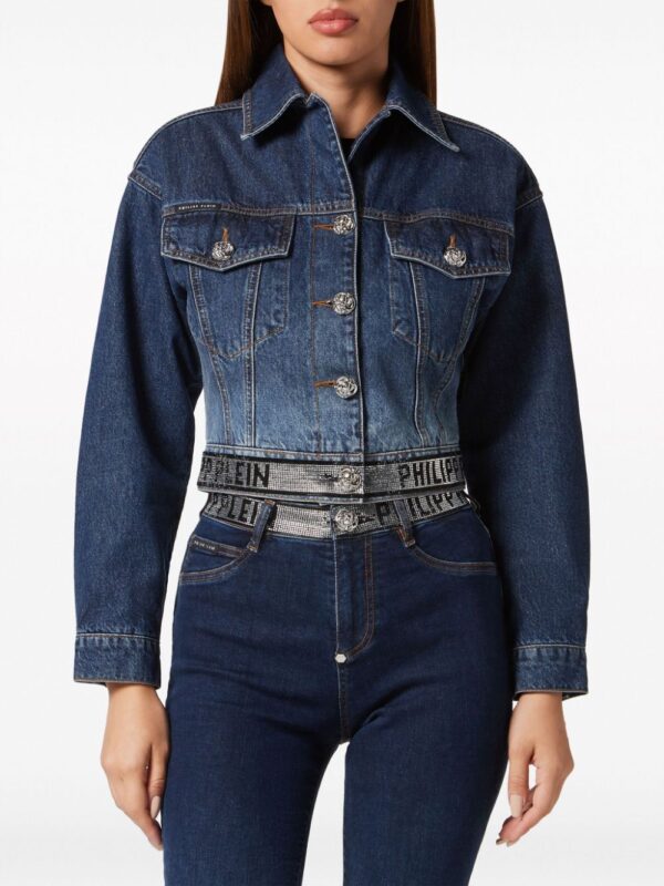 Philipp Plein  Crystal cropped denim jacket - Image 3
