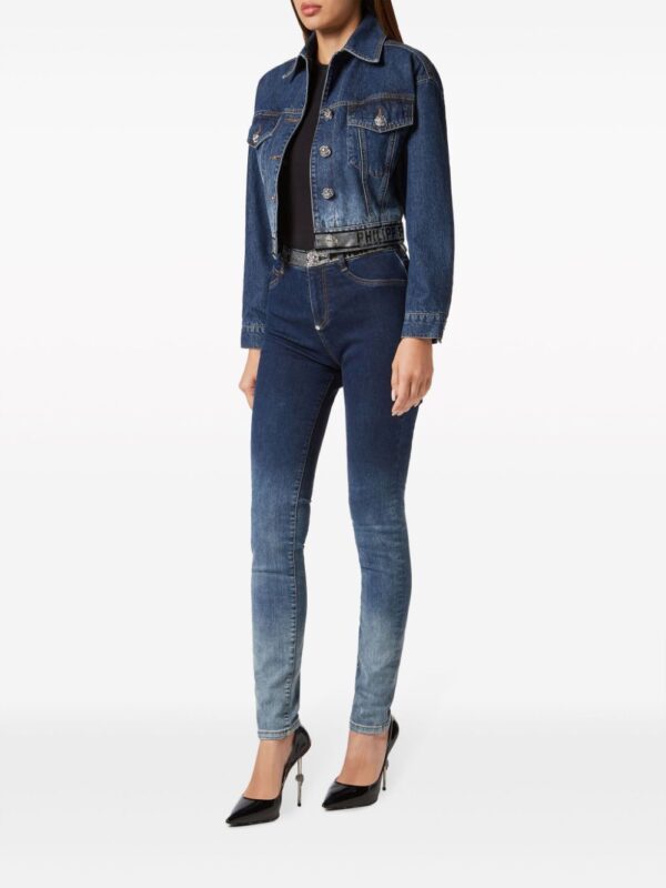 Philipp Plein  Crystal cropped denim jacket - Image 2