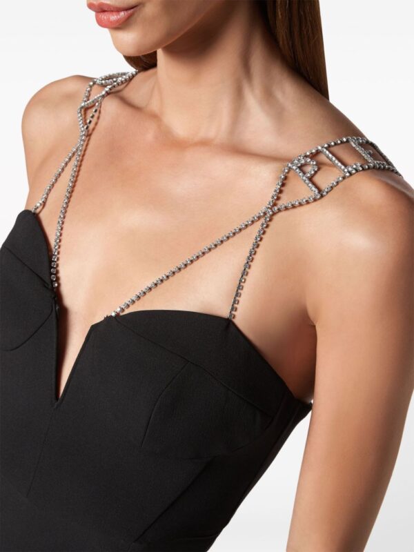 Philipp Plein crystal-embellished strap cady minidress - Image 5