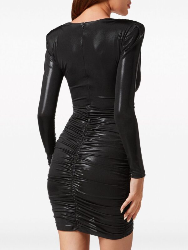 Philipp Plein padded-shoulder lamé minidress - Image 3