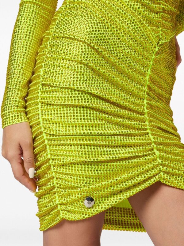 Philipp Plein rhinestone-embellished ruched mini dress - Image 5