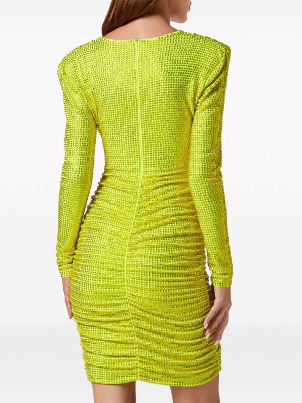 Philipp Plein rhinestone-embellished ruched mini dress - Image 4