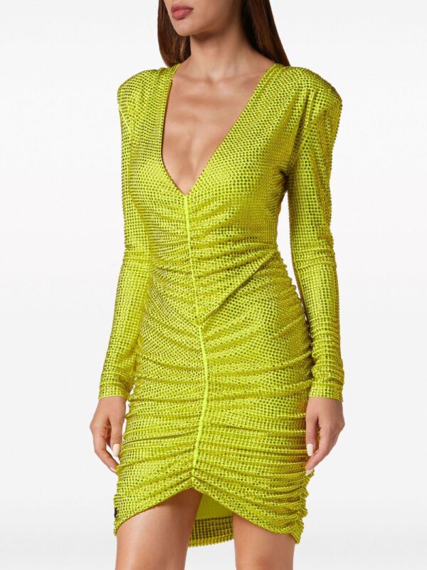 Philipp Plein rhinestone-embellished ruched mini dress - Image 3
