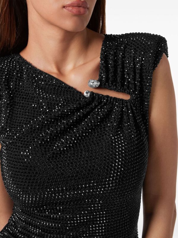 Philipp Plein crystal-embellished padded-shoulders minidress - Image 2