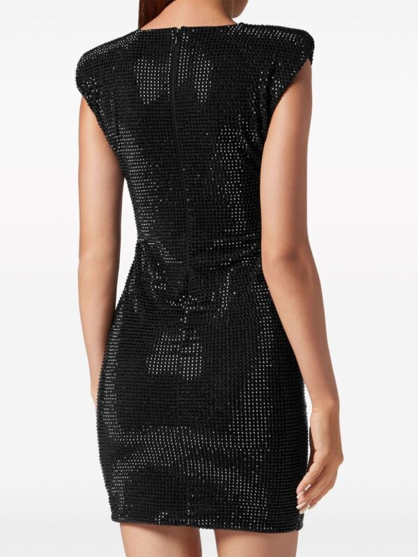 Philipp Plein crystal-embellished padded-shoulders minidress - Image 4