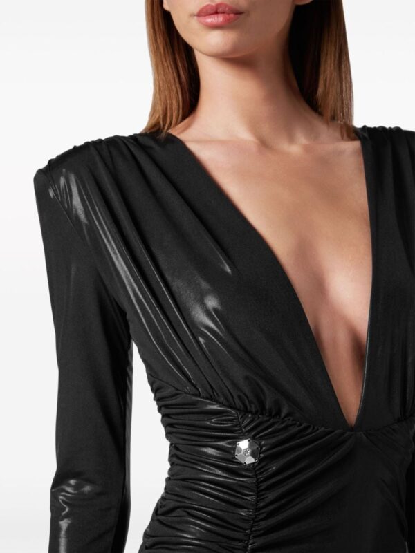 Philipp Plein ruched lamé-effect maxi dress - Image 3
