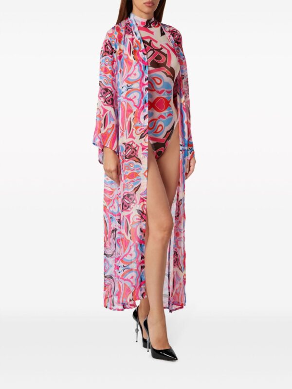 Philipp Plein graphic-print silk kaftan dress - Image 4