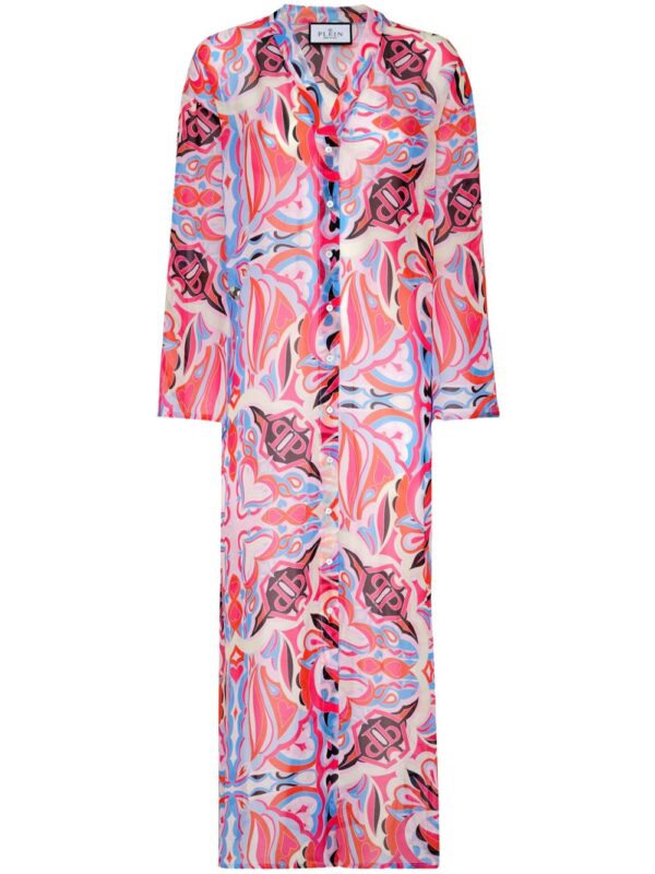 Philipp Plein graphic-print silk kaftan dress