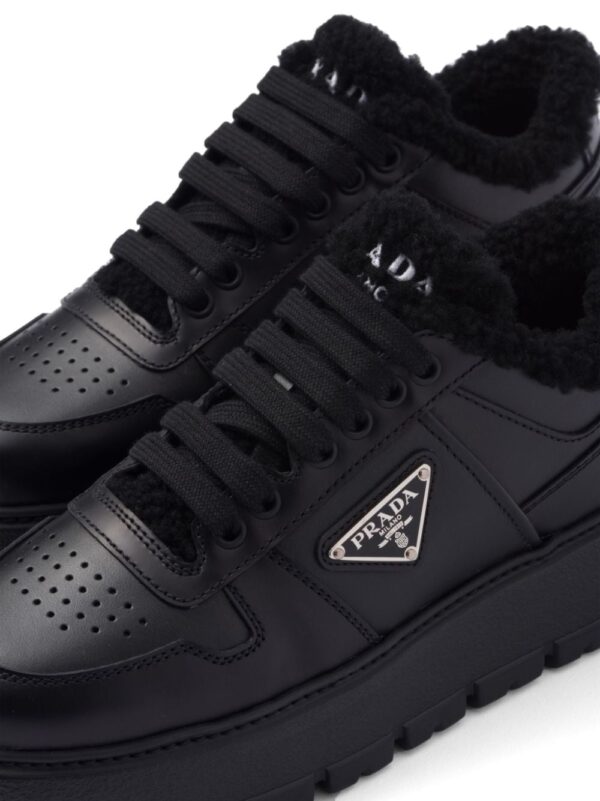 Prada shearling-trim flatform sneakers - Image 5