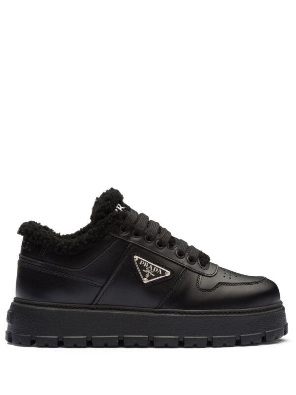 Prada shearling-trim flatform sneakers