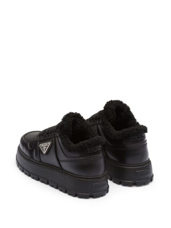Prada shearling-trim flatform sneakers - Image 4