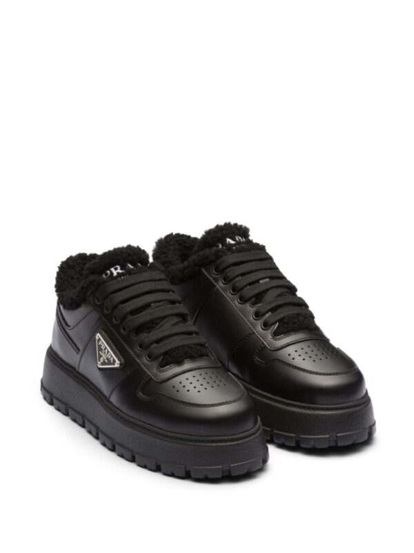 Prada shearling-trim flatform sneakers - Image 2