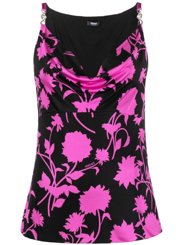 Versace  floral-print cowl-neck top