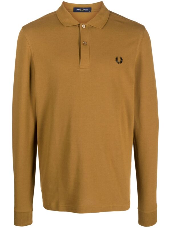 Fred Perry logo-embroidered long-sleeve polo shirt