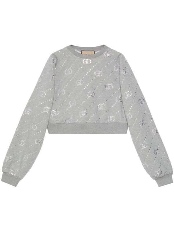 Gucci  crystal-embellished Interlocking G-logo felted sweatshirt