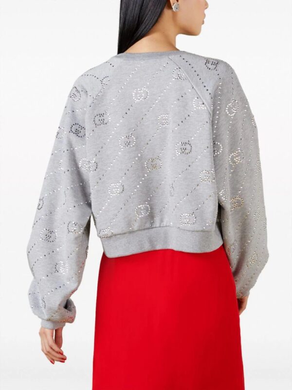 Gucci  crystal-embellished Interlocking G-logo felted sweatshirt - Image 4