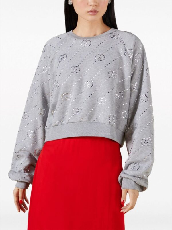 Gucci  crystal-embellished Interlocking G-logo felted sweatshirt - Image 3