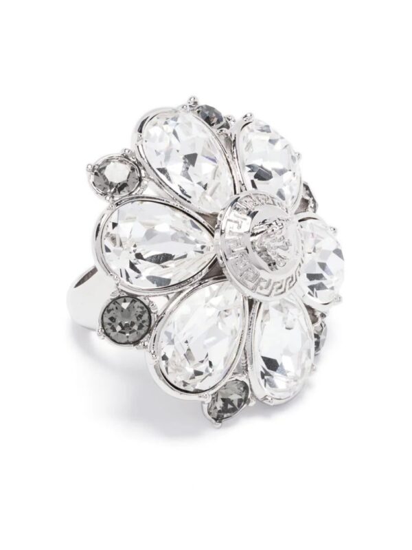 Versace  floral crystal-embellished ring