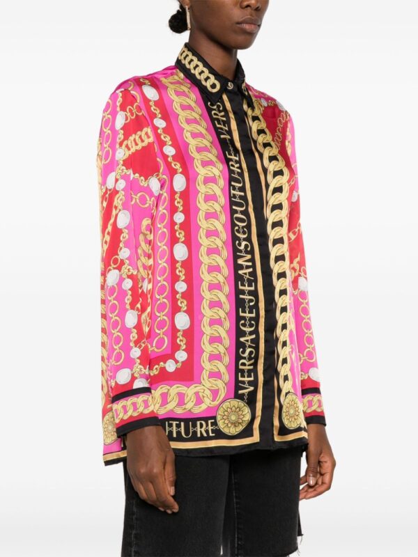 Versace Jeans Couture  colour-block chain-link print shirt - Image 3