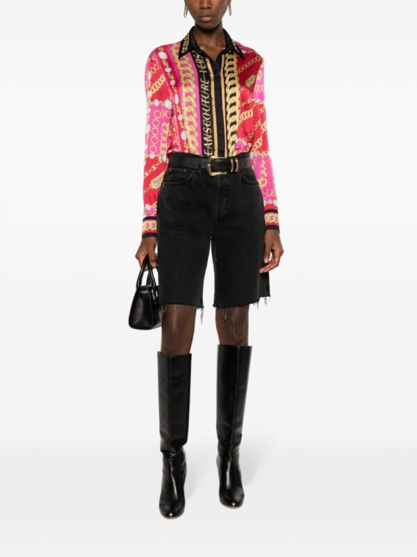 Versace Jeans Couture  colour-block chain-link print shirt - Image 2