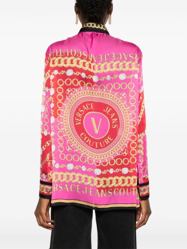Versace Jeans Couture  colour-block chain-link print shirt - Image 4