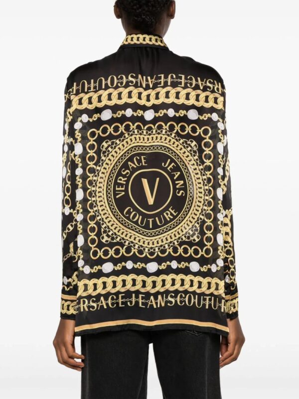 Versace Jeans Couture  colour-block chain-link print shirt - Image 4