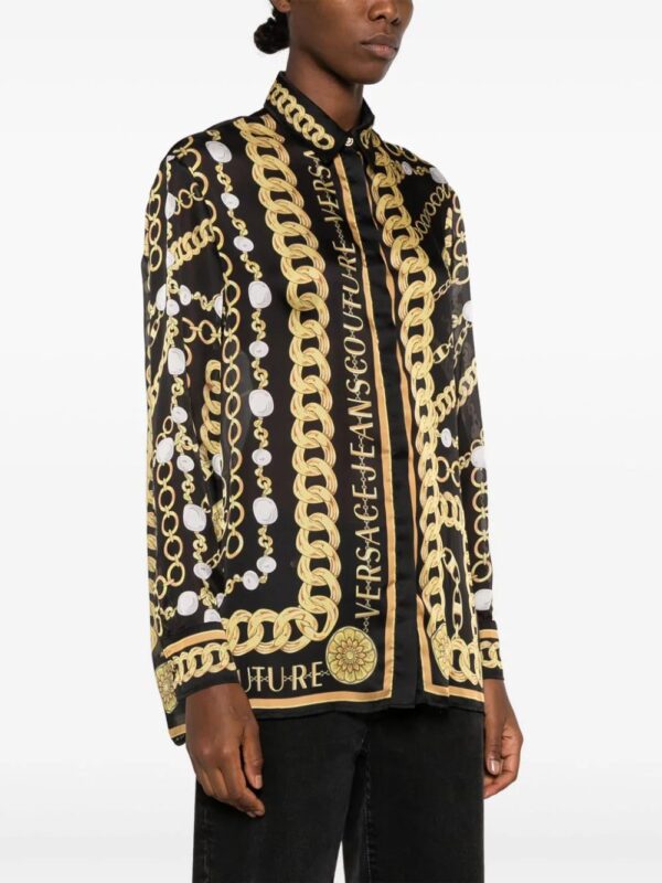 Versace Jeans Couture  colour-block chain-link print shirt - Image 3