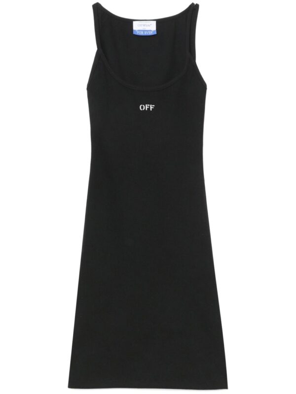 Off-White  Off-embroidered ribbed minidress