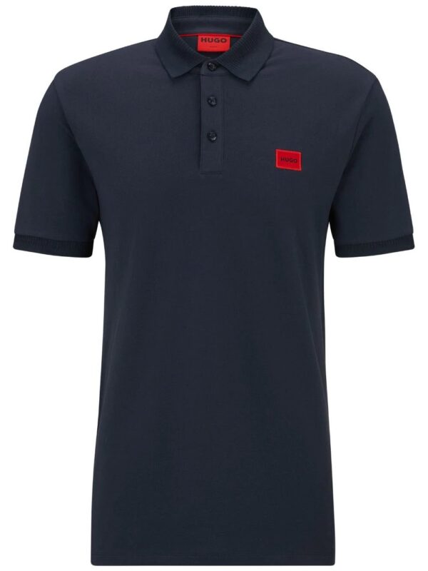 HUGO  logo-patch cotton piqué polo shirt