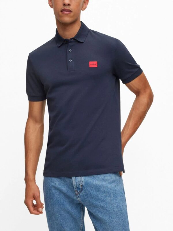 HUGO  logo-patch cotton piqué polo shirt - Image 3