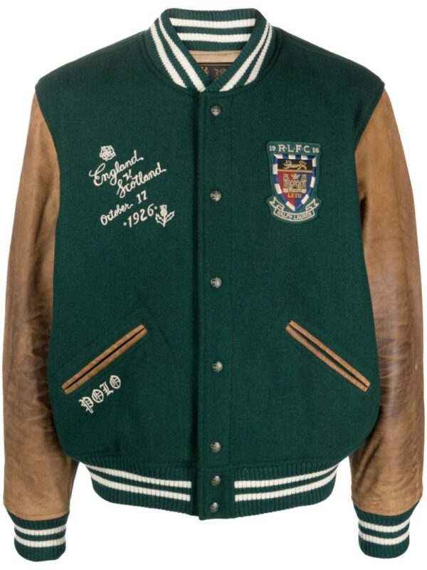 Polo Ralph Lauren  Varsity-Inspired leather-sleeve jacket