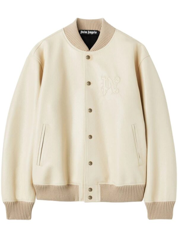 Palm Angels  monogram-embossed leather bomber jacket
