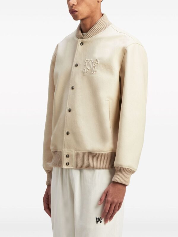 Palm Angels  monogram-embossed leather bomber jacket - Image 4