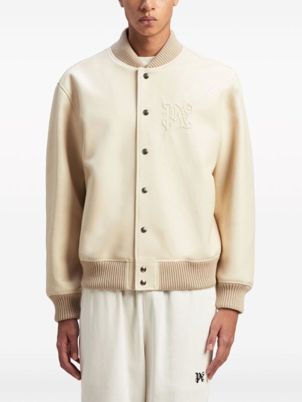 Palm Angels  monogram-embossed leather bomber jacket - Image 3
