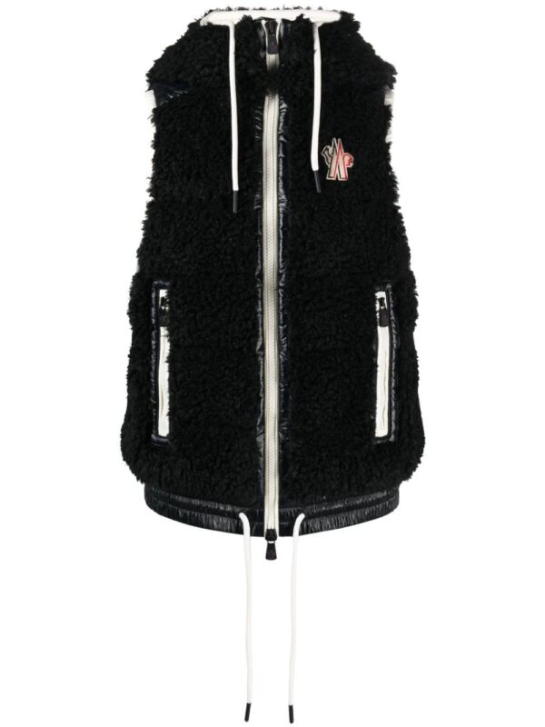 Moncler Grenoble  logo-patch hooded shearling gilet