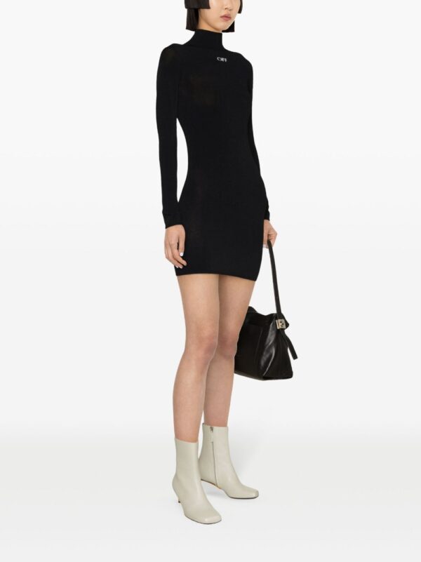 Off-White logo-embellished roll-neck shirt dress - Image 3
