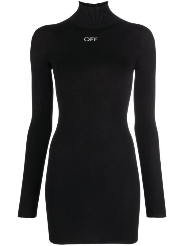 Off-White logo-embellished roll-neck shirt dress