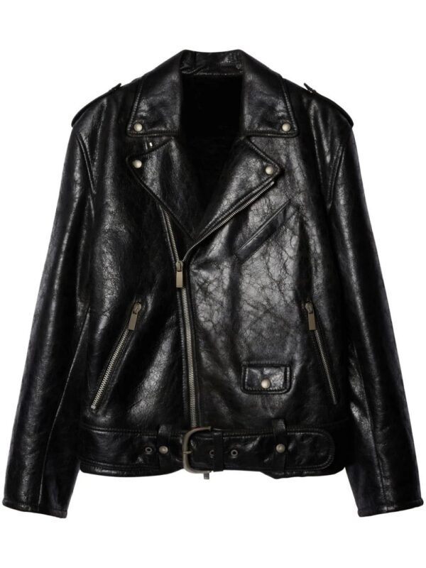 Off-White  crinkled leather biker jacket